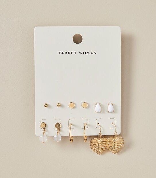6 Pack Bead Leaf Earrings