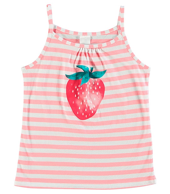 Stripe Strawberry Print Singlet Top