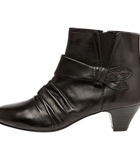 Velda Ruched Leather Ankle Boots