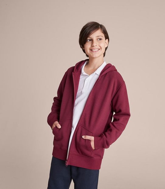 School Fleece Zip Thru Hoodie