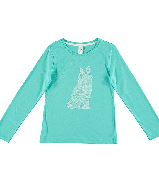 Long Sleeve Fox Line Print Top