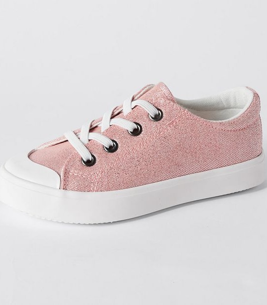 Junior Glitter Lace Up Sneaker - Pink