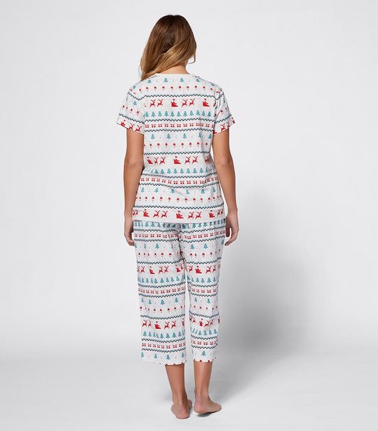 Christmas Womens Fairisle T-Shirt and 3/4 Pants Sleep Set