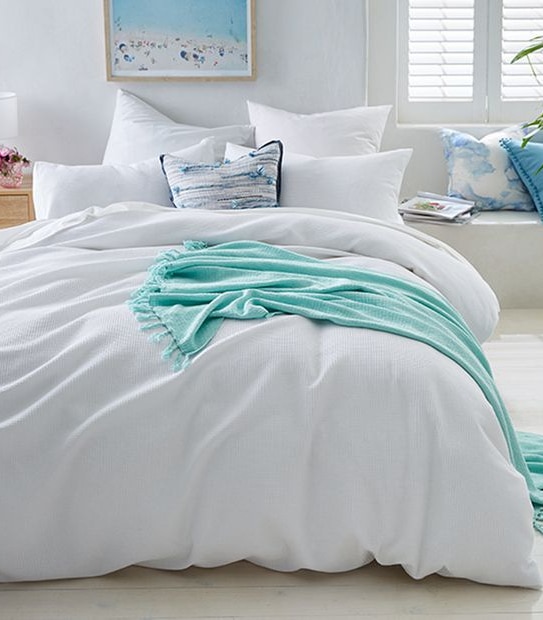 Waffle Cotton Quilt Cover Set - White