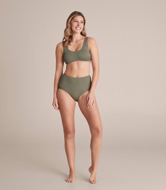 Crinkle High Waist Swim Bikini Briefs