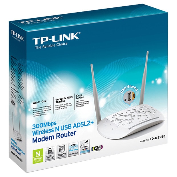 TP-LINK 300Mbps Wireless N USB ADSL2+ Modem Router - TD-W8968 TP-LINK 300Mbps Wireless N USB ADSL2+ Modem Router - TD-W8968