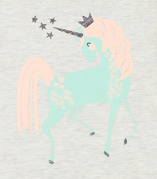 Long Sleeve Glitter Unicorn Print T-Shirt