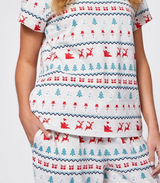 Christmas Womens Fairisle T-Shirt and 3/4 Pants Sleep Set