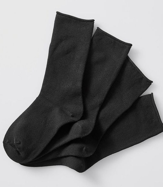 Underworks 4 Pack Stay Soft Ultra Fine Crew Length Socks - Black