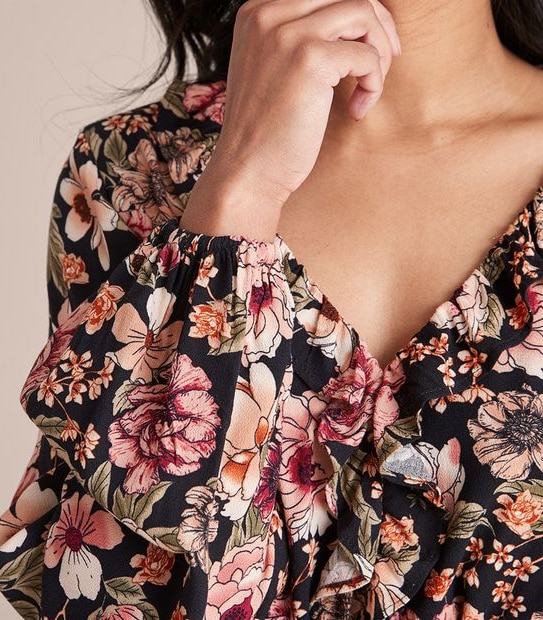 Dannii Minogue Petites Flutter Frill Neck Top