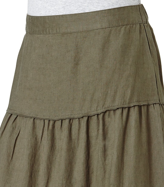 Tiered Linen Maxi Skirt - Tarmac