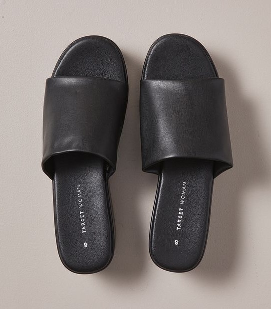 W MEYGAN BLACK FLATFORM SLIDE  SIZE 6-11