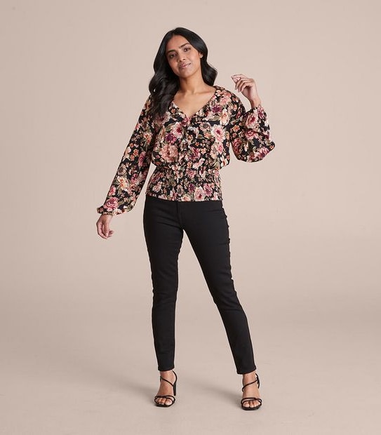 Dannii Minogue Petites Flutter Frill Neck Top