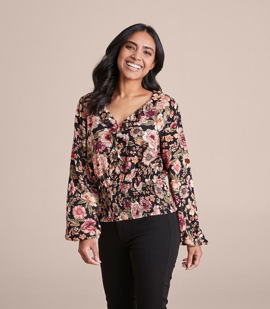 Dannii Minogue Petites Flutter Frill Neck Top