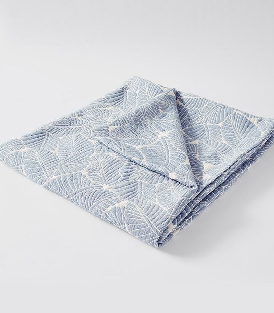 Farrow Jacquard Blanket - Blue Leaf - Queen Size