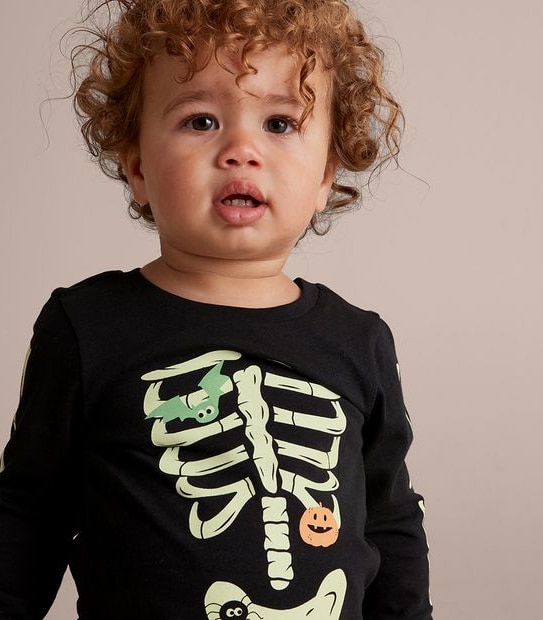 Unsiex Baby Family Matching Glow In The Dark Skeleton Cotton Pyjama Set