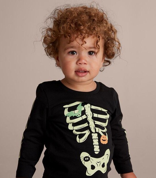 Unsiex Baby Family Matching Glow In The Dark Skeleton Cotton Pyjama Set