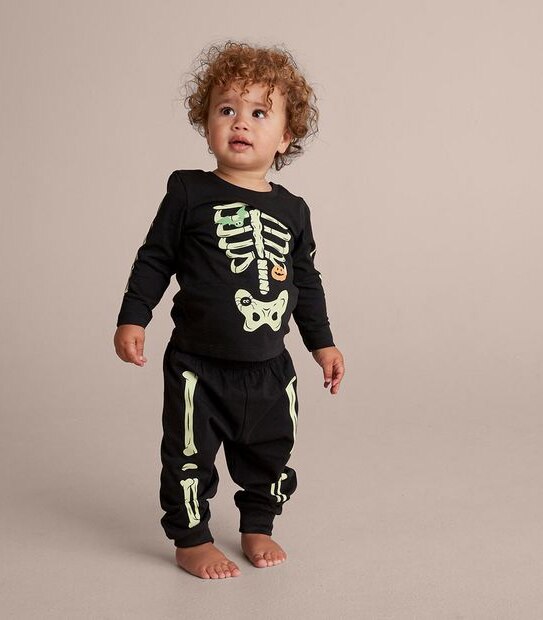 Unsiex Baby Family Matching Glow In The Dark Skeleton Cotton Pyjama Set