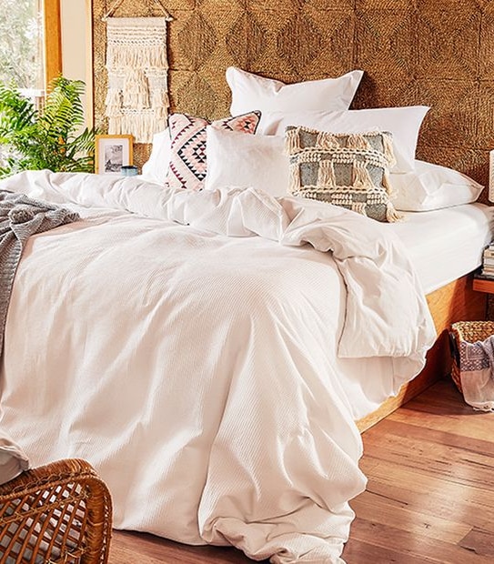 Waffle Cotton Quilt Cover Set - White