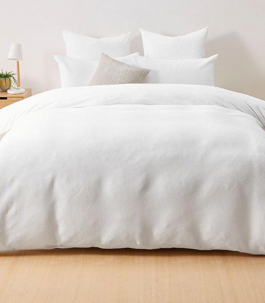 Waffle Cotton Quilt Cover Set - White