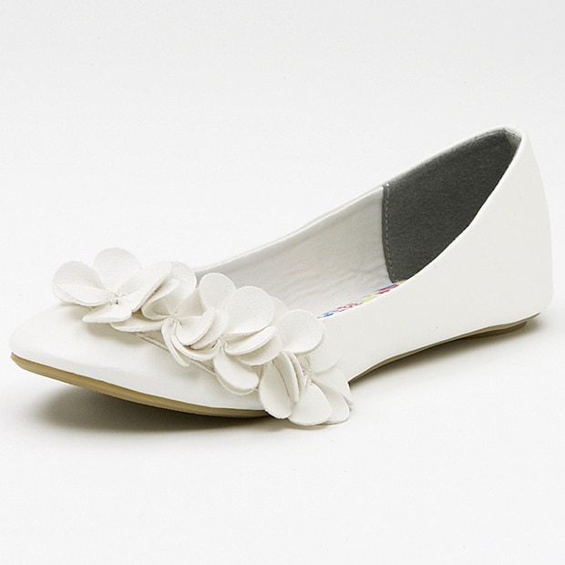 Tasty Floral Trim Ballet Flats - White 