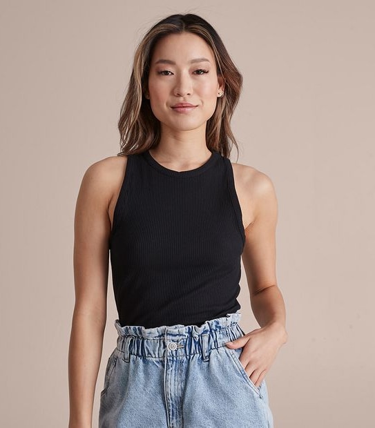 Lily Loves Ribbed Racer Tank Top