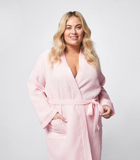 Bath Robe Plus Size Waffle Dressing Gown Extended Sizing Waffle