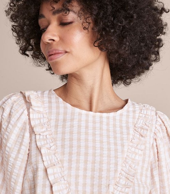 Lily Loves Victoriana Puff Sleeve Gingham Blouse