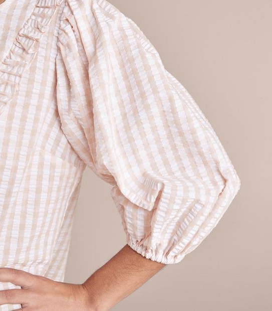 Lily Loves Victoriana Puff Sleeve Gingham Blouse