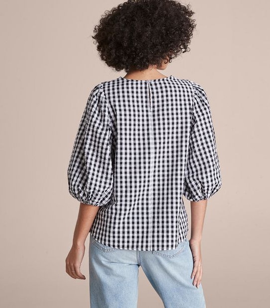 Lily Loves Victoriana Puff Sleeve Gingham Blouse