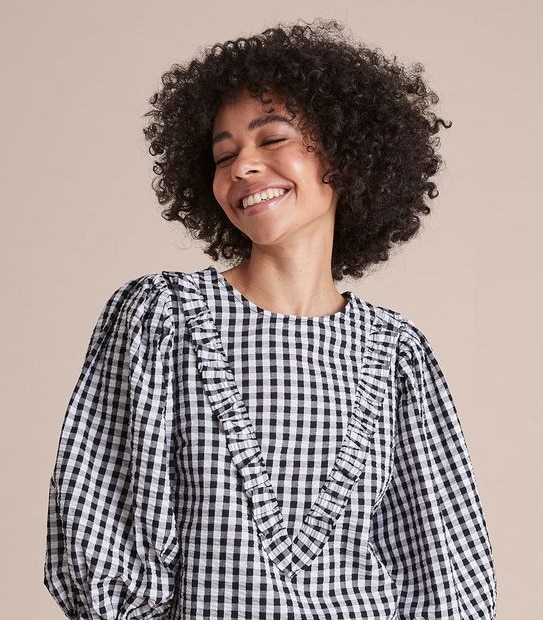 Lily Loves Victoriana Puff Sleeve Gingham Blouse