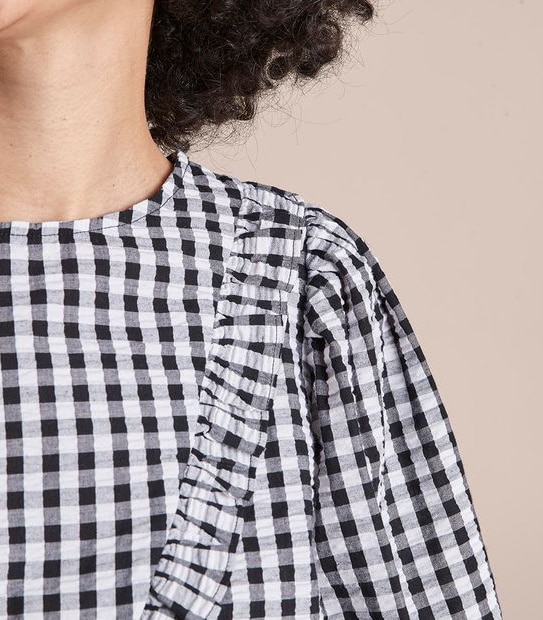 Lily Loves Victoriana Puff Sleeve Gingham Blouse