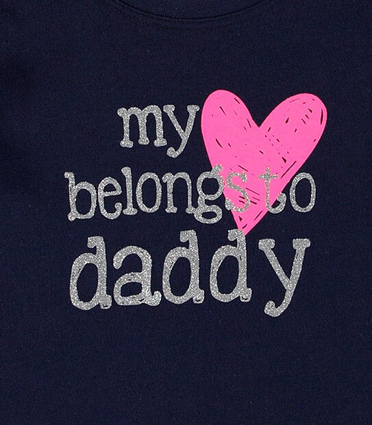 Short Sleeve 'My Heart Belongs To Daddy' Glitter T-Shirt