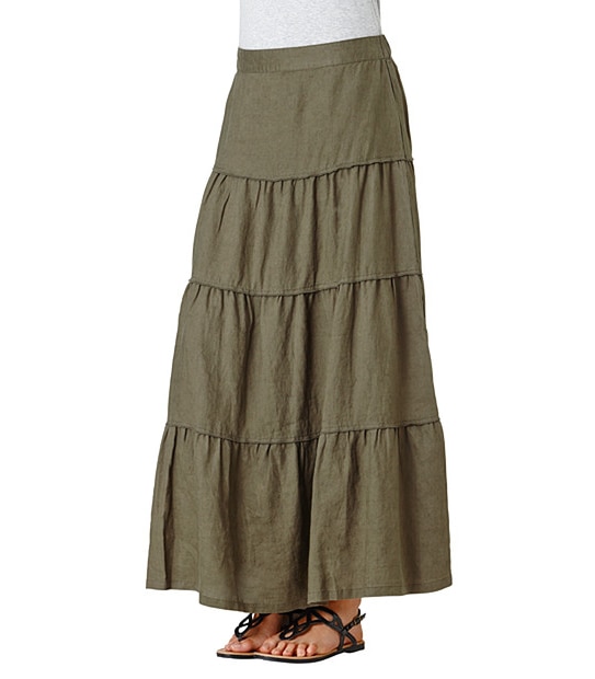 Tiered Linen Maxi Skirt - Tarmac