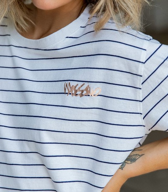 Mossimo Fashion Script T-Shirt - White Stripe