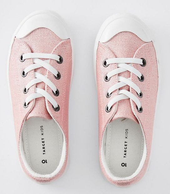 Junior Glitter Lace Up Sneaker - Pink