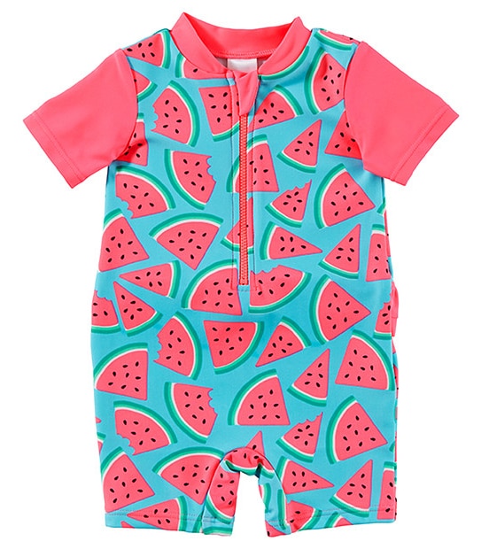 Short Sleeve Swim Unitard - Watermelon