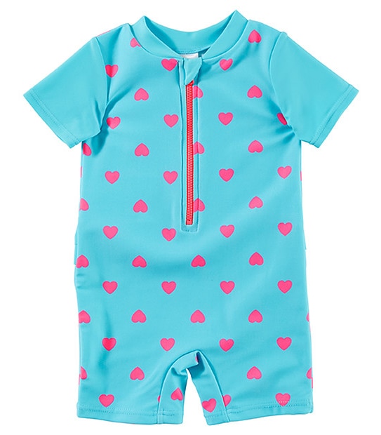 Short Sleeve Swim Unitard - Hearts