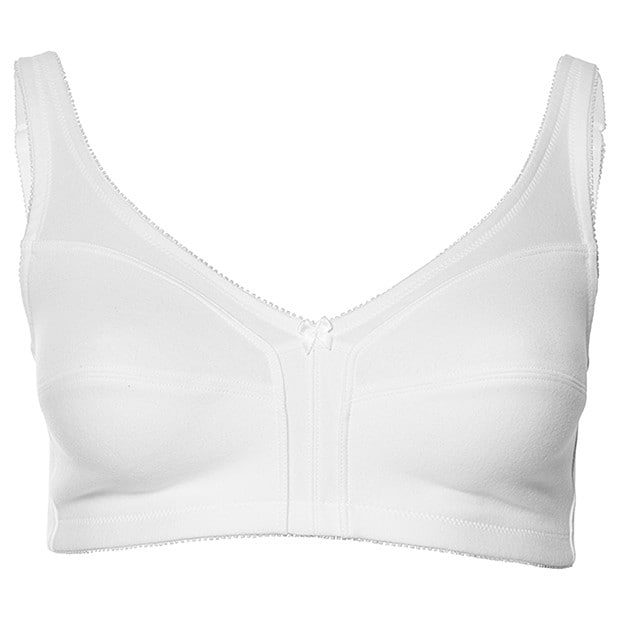 Cotton Rich Full Figure Wirefree Bra - White, Style:T1424FF Cotton Rich Full Figure Wirefree Bra - White, Style:T1424FF