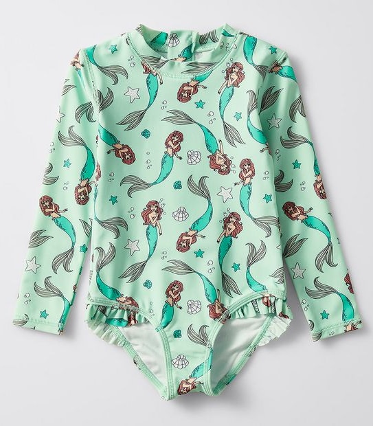 Disney Little Mermaid Long Sleeve Bathers - Aqua Green