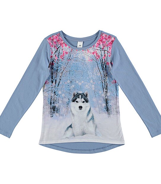 Long Sleeve Husky Photographic Print Top