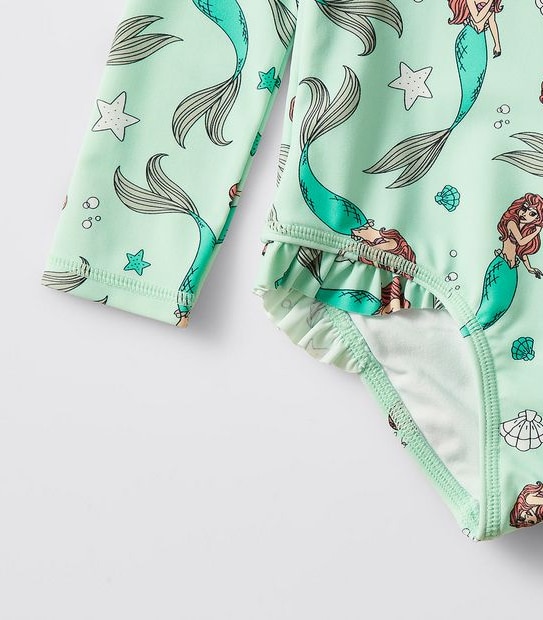 Disney Little Mermaid Long Sleeve Bathers - Aqua Green