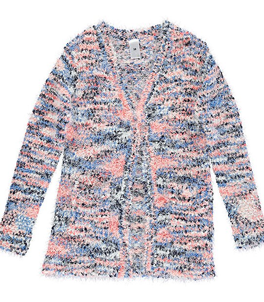 Long Feather Knit Cardigan