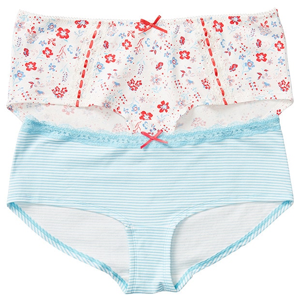 Lily Loves 2 Pack Boyleg Briefs - Aqua Floral Lily Loves 2 Pack Boyleg Briefs - Aqua Floral