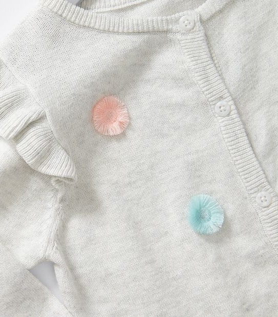 Tassel Detail Buttoned Cardigan - Grey