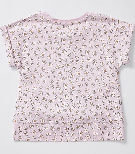 Daisy Print Twist Front T-shirt - Purple