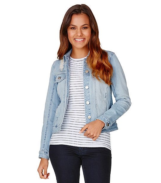 Dannii Minogue Petites Distressed Denim Jacket - Light Blue | Target ...