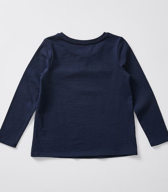 Broderie Yolk Long Sleeve Top - Navy Blue
