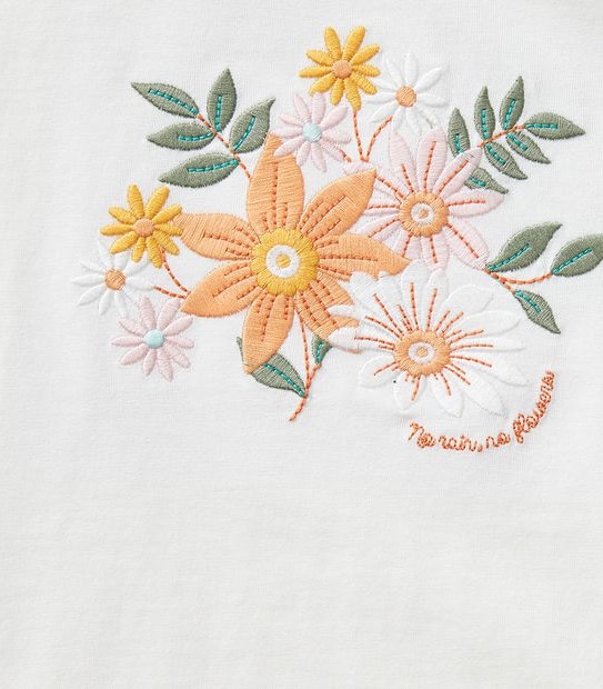 Floral Embroidery T-shirt - White