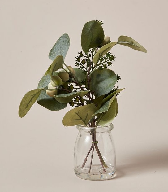 Faux Plant in Glass Vase - Small